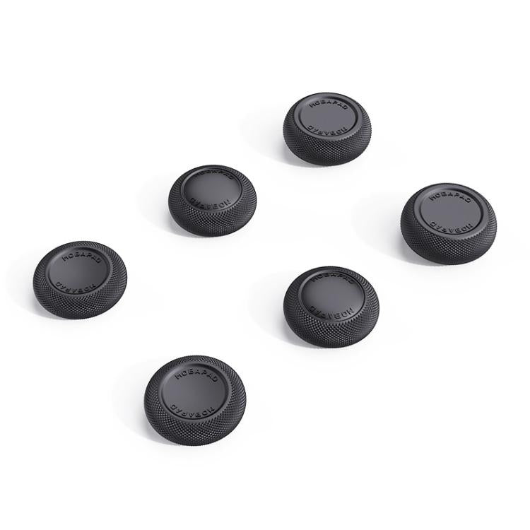 Black anti-slip joystick cap set, 6-pack, round textured grip