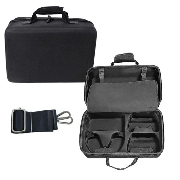 PS5 Slim console carrying case, black, open with molded accessory compartments and strap pocket