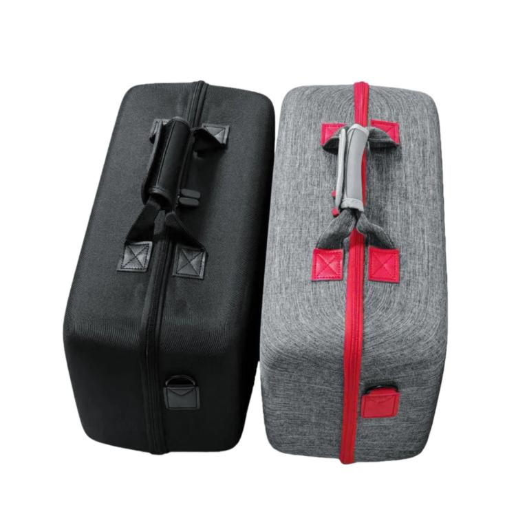 PS5 Pro console carry case in black and gray with molded interior and red accents