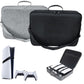 Pair of hard-shell console carry cases in gray and black, with shoulder straps