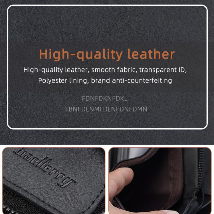Black compact wallet with embossed brand logo and zip edge detail