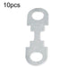 Automotive bolt-down flat fuse link, stamped 100A, silver metal with two mounting holes