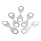 Set of automotive bolt-down flat fuse links, mixed amp ratings, silver metal with mounting holes