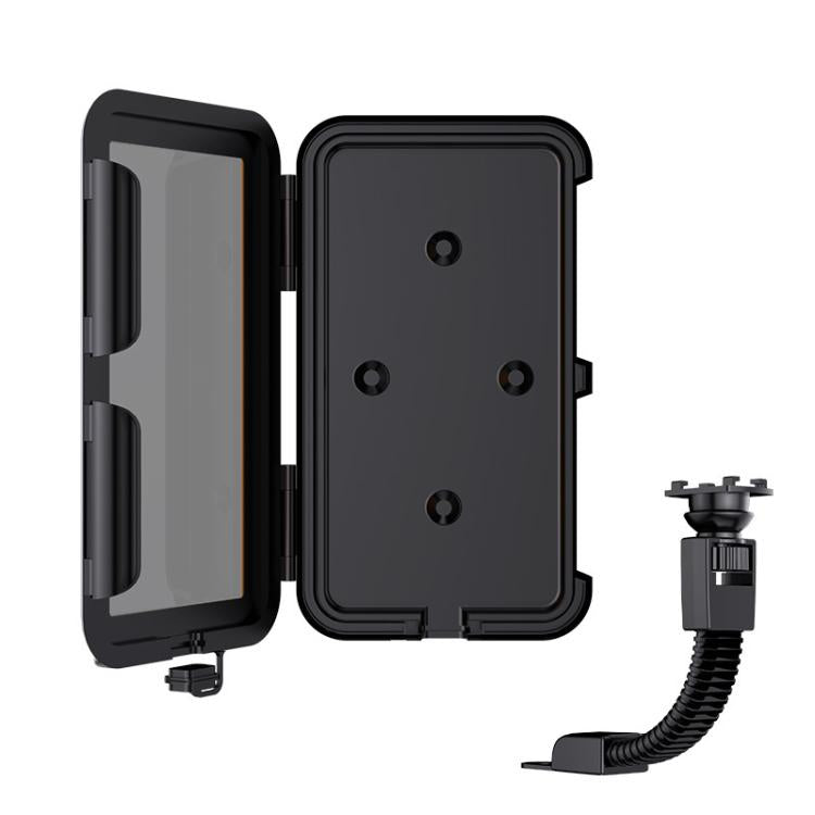 Waterproof phone holder case with rearview mirror mount and touch-screen window