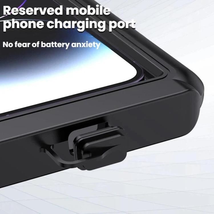 Waterproof phone holder side charging port opening on the base cover