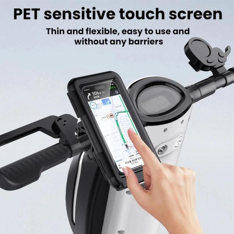 Waterproof phone holder with responsive touchscreen window and finger touch