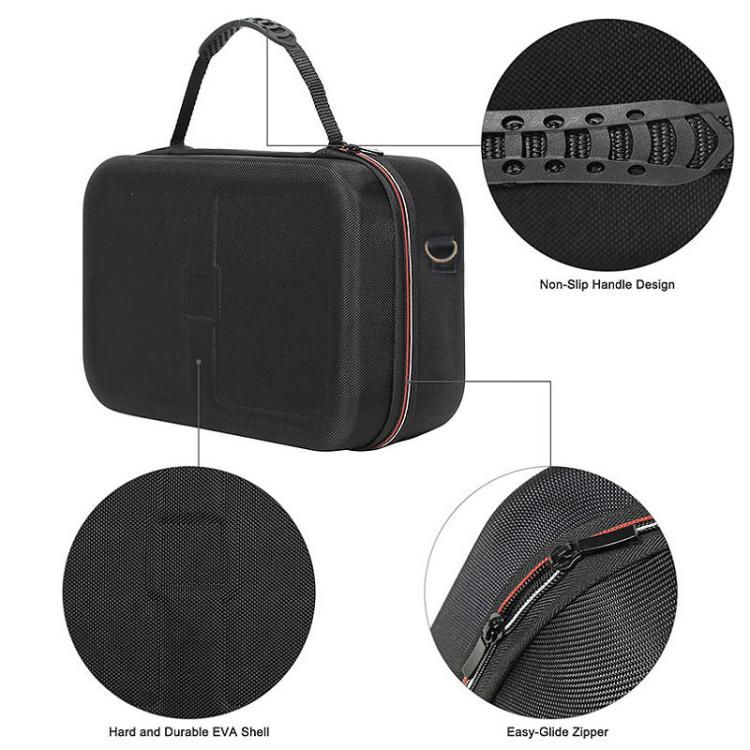 Dark blue EVA hard shell case with textured grip handle and smooth zipper