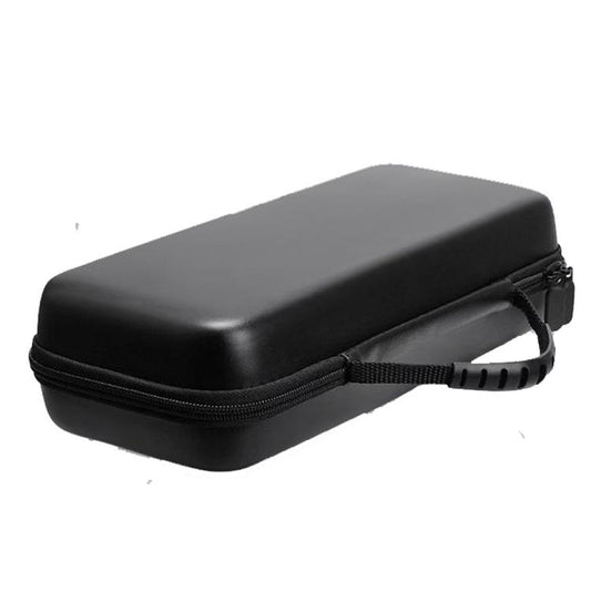 Black hard shell carry bag with molded body and adjustable shoulder strap