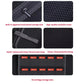 Black lined case with mesh pockets, quick-release pull strap, and 10 card slots