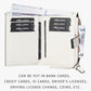 White compact wallet opened with card slots and zipper coin pocket showing contents