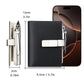 Women’s compact snap wallet front with card slots and textured dark finish