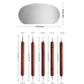 Clay sculpting tool set size chart showing rosewood handles and metal needle tips
