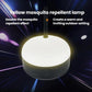 Mosquito repellent fan lamp with glowing white circular diffuser and dark base