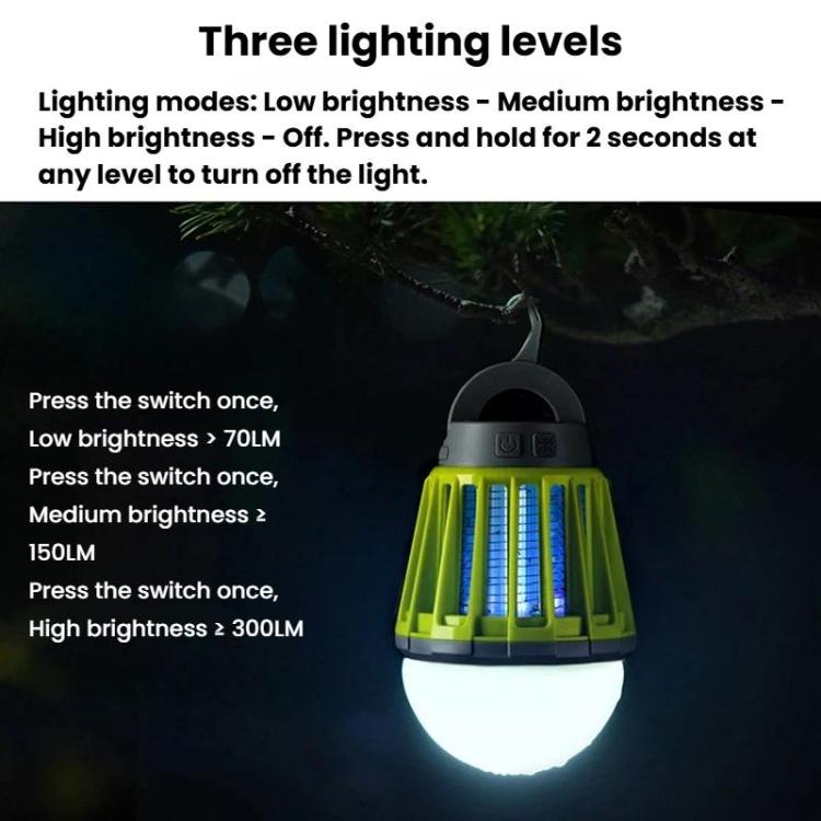 Green mosquito lamp with dome top and switch for multiple brightness levels