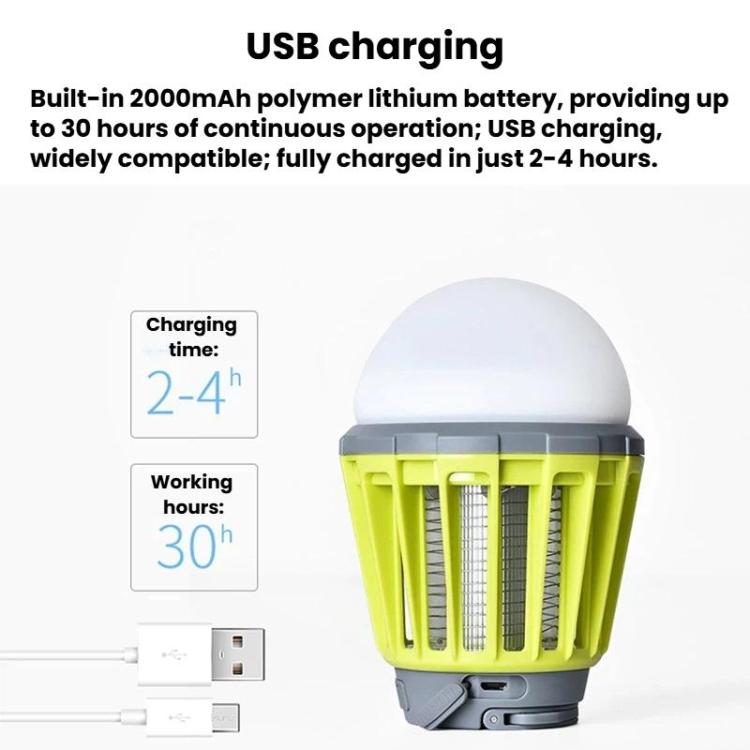 Green mosquito lamp with USB charging port and dome top