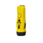 Yellow emergency LED hand-crank flashlight with radio-style control buttons