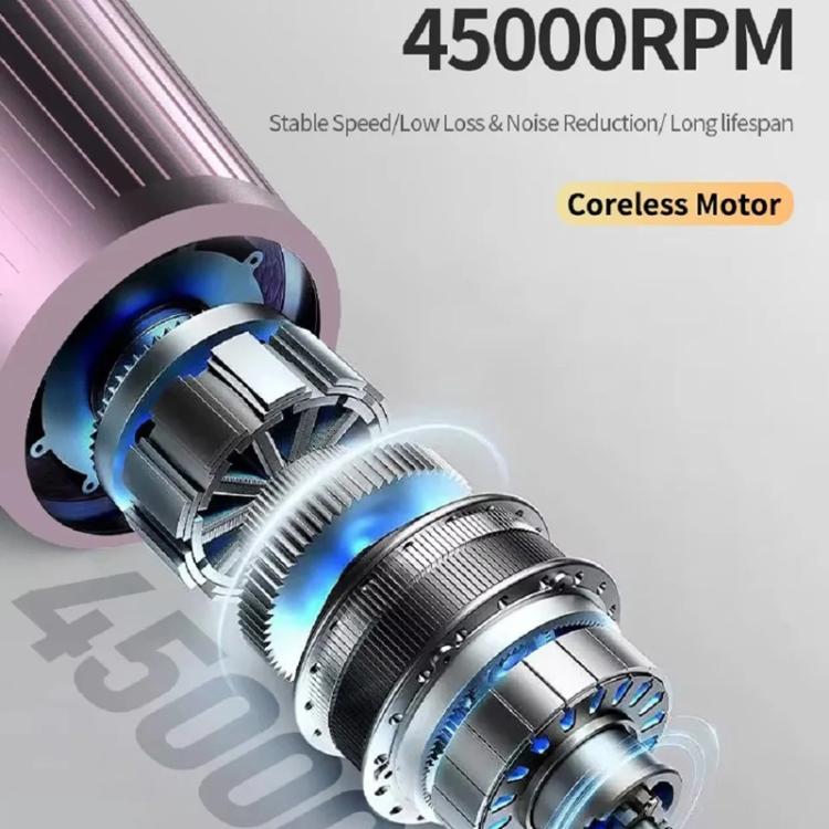 Nail drill handpiece internal motor parts, exposed for detail view