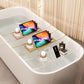 Gold stainless steel bathtub caddy organizer with tablet stand and three storage sections