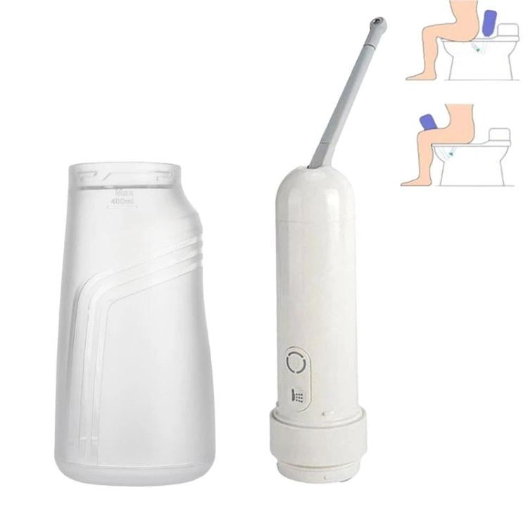 Portable electric bidet sprayer with 400 ml water tank and handheld nozzle, white
