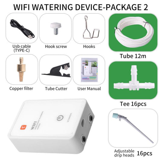 Tuya-Compatible WiFi Smart Automatic Drip Irrigation System with Dual Pump Supports Up to 16 Pots, Adjustable Drip Arrow Version, Adjustable Drip Heads Version, Drip Arrow Version