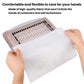 Hand placing a white nail dust filter pad over nail vacuum opening