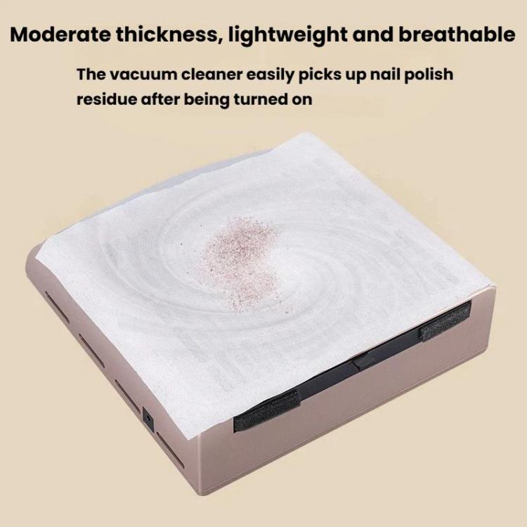 White nail dust filter pad on vacuum base collecting nail residue