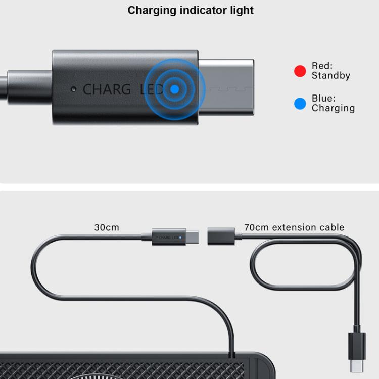 Charging indicator light and extension cable for Qi magnetic wireless car charger pad