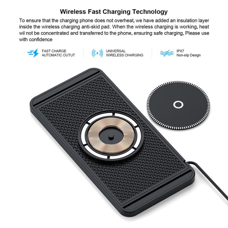 Textured Qi magnetic wireless car charging pad with circular magnetic center disc