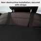 Car door protection cover installed with securing straps on car interior, black