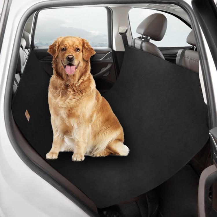 Car door protection cover on car door with pet access area, dark black