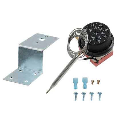 Electric radiator thermostat switch with temperature dial, metal probe, and mounting kit