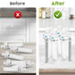 Clear acrylic spice jar holder with seven posts holding multiple white bottles