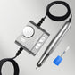 Silver wired nail grinder with controller box, black cable, and blue sanding bit
