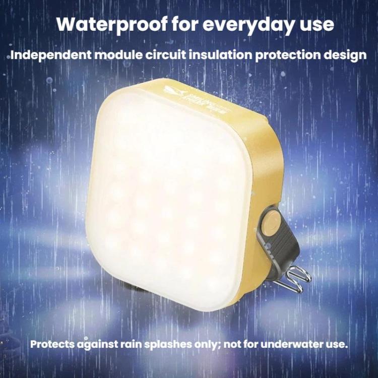 Yellow solar LED lantern with frosted light cover and metal hanging hook