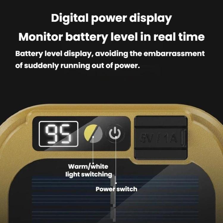 Yellow lantern control panel with digital battery display, power and light switches