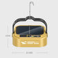 Gold solar LED camping lantern with fold handle, hanging hook, and built-in solar panel