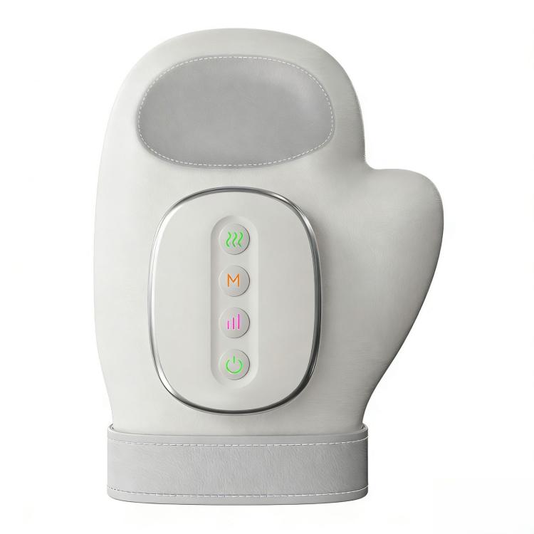 Light gray hand massager glove with control panel and glowing buttons