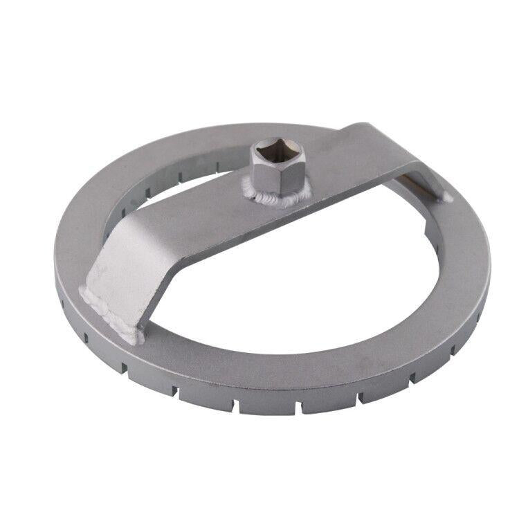 Fuel tank cap removal tool with hex bit, gray steel, ring-style wrench