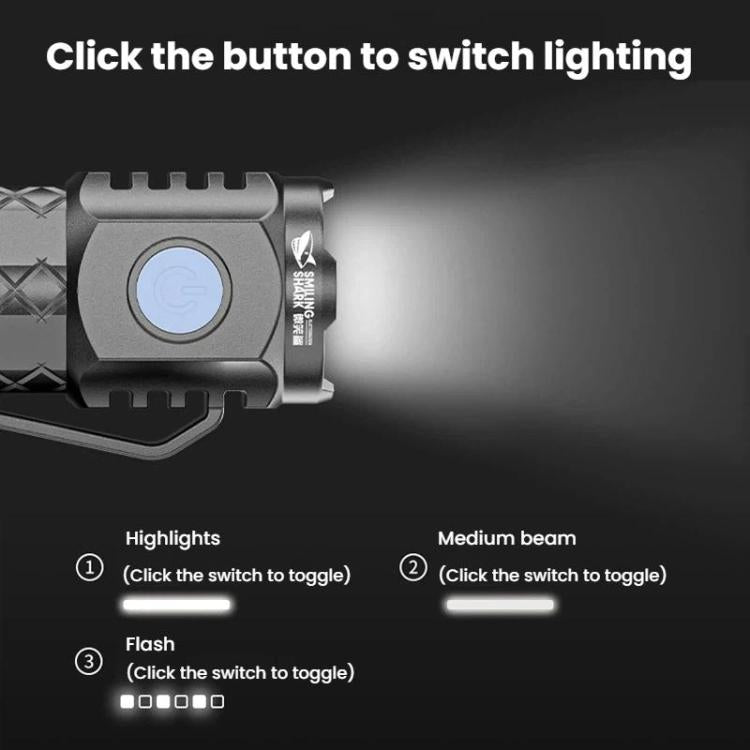 Portable LED mini flashlight with control button and bright white output beam
