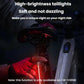 Bike taillight showing a bright red vertical light bar in the rider’s hand
