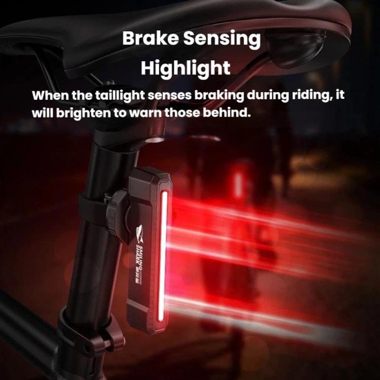 Bike taillight on seatpost with bright red flashing light beam