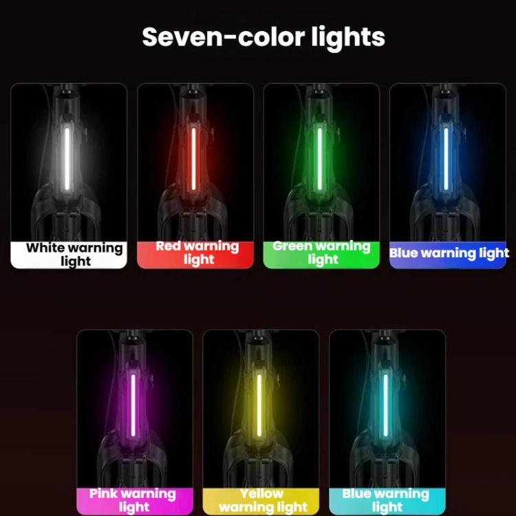Bike taillight showing multiple warning colors on a vertical light bar