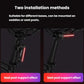 Bike taillight mounted on seatpost support with glowing red vertical beam