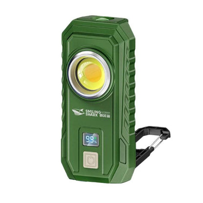 Green LED work flashlight with digital display and hanging hook