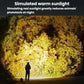 LED outdoor work light casting bright beam on nearby trees and ground
