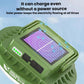 Solar panel camping light with front LED battery indicator dots