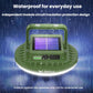 Glowing green solar camping light with waterproof sealed housing design