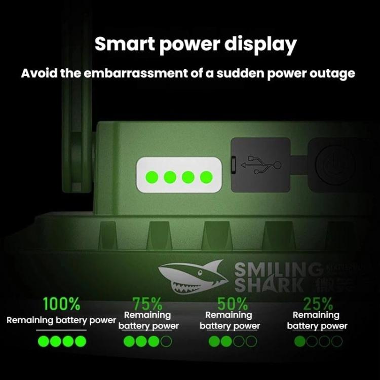 Solar camping light with smart power display showing battery level LEDs