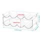 Clear stackable bottle rack organizer with curved cradles and metal-like frame