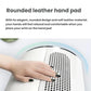 White nail dust collector with rounded leather hand pad and vented mesh intake